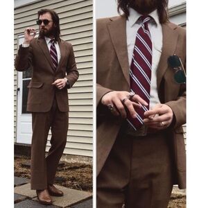 Levi's Brown Vintage Retro Wool Blend Action Suit Tweed Blazer Sport Coat 42L